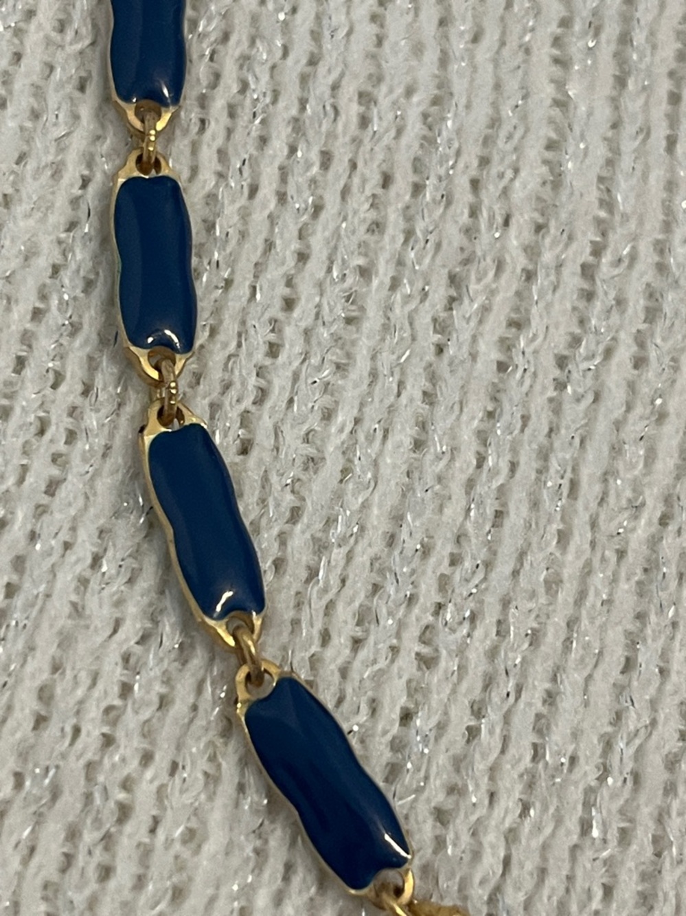 Elegant Navy and Gold Station Necklace - Women's Jewelry